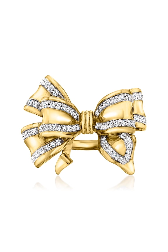 1.00 ct. t.w. Diamond Double-Bow Ring in 18kt Gold Over Sterling, Women's, Adult
