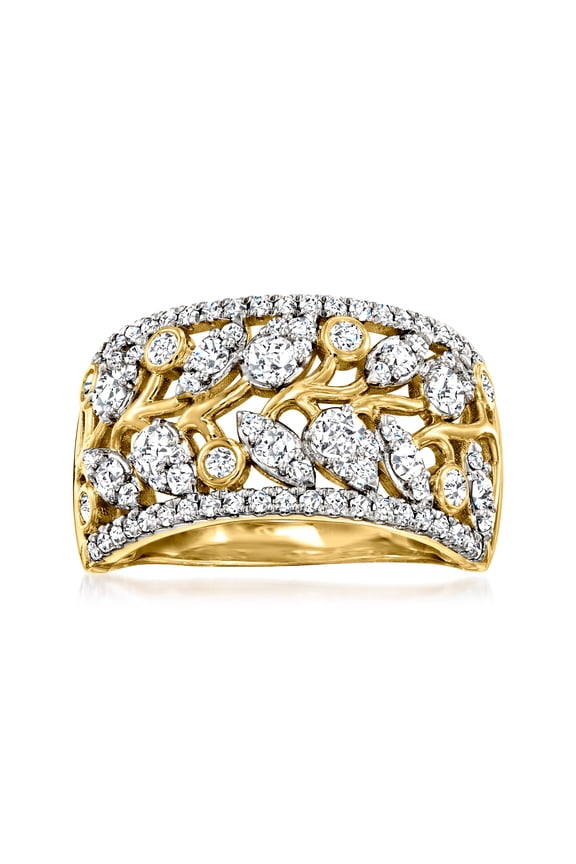 1.00 ct. t.w. Diamond Leaf Vine Ring in 14kt Yellow Gold, Women's, Adult