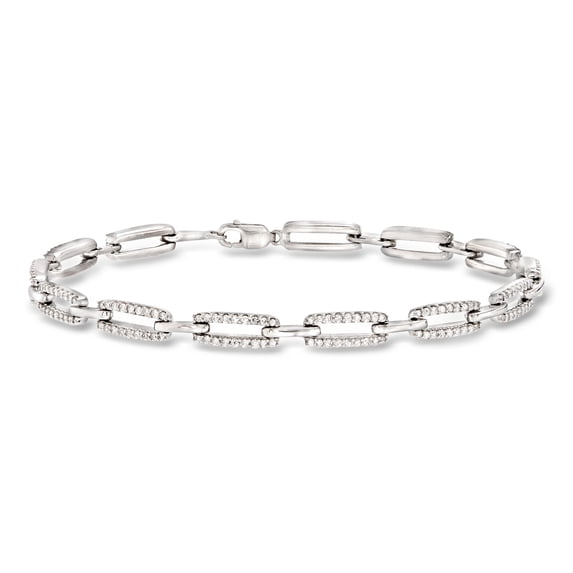Ross-Simons 1.00 ct. t.w. Diamond Paper Clip Link Bracelet in Sterling Silver, Women's, Adult