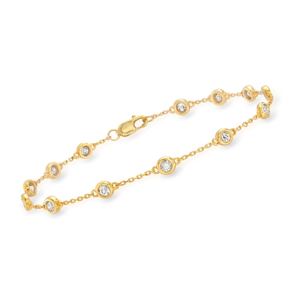 Ross-Simons 1.00 ct. t.w. Diamond Station Bracelet in 18kt Gold Over Sterling Silver, Women's, Adult