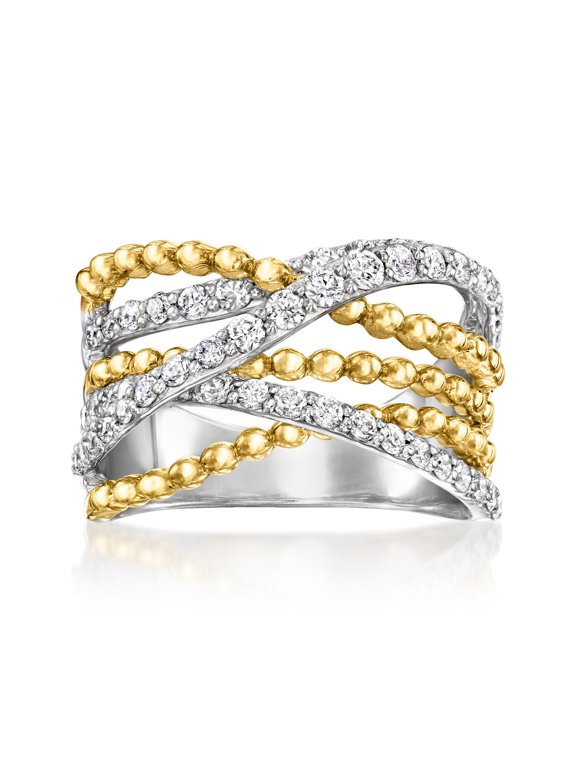 1.00 ct. t.w. Lab-Grown Diamond Highway Ring in Sterling Silver and 18kt Gold Over Sterling, Women's, Adult