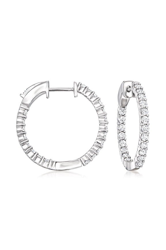 1.00 ct. t.w. Lab-Grown Diamond Inside-Outside Hoop Earrings in Sterling Silver, Women's, Adult