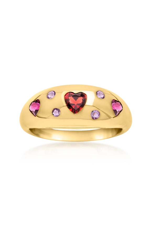 1.00 ct. t.w. Multi-Gemstone Heart Ring in 18kt Gold Over Sterling, Women's, Adult