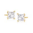 thumbnail image 1 of Ross-Simons 1.00 ct. t.w. Princess-Cut CZ Stud Earrings in 14kt Yellow Gold, Women's, Adult, 1 of 5