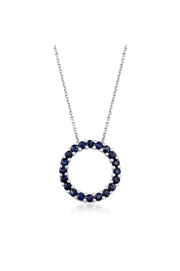 1.00 ct. t.w. Sapphire Circle Of Eternity Necklace in Sterling Silver, Women's, Adult