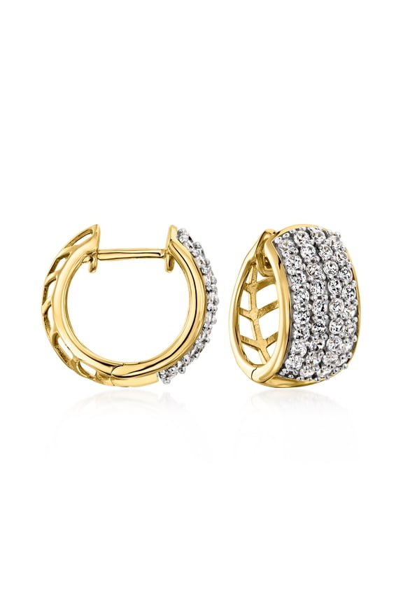 1.05 ct. t.w. Pave Lab-Grown Diamond Hoop Earrings in 18kt Gold Over Sterling, Women's, Adult
