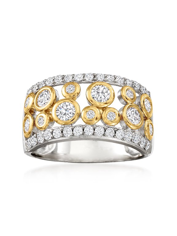 1.06 ct. t.w. CZ Open-Space Bubble Ring in 2-Tone Sterling Silver, Women's, Adult