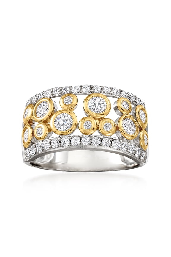 1.06 ct. t.w. CZ Open-Space Bubble Ring in 2-Tone Sterling Silver, Women's, Adult