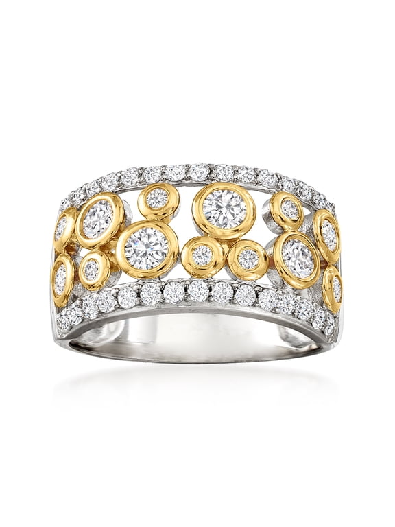 1.06 ct. t.w. CZ Open-Space Bubble Ring in 2-Tone Sterling Silver, Women's, Adult
