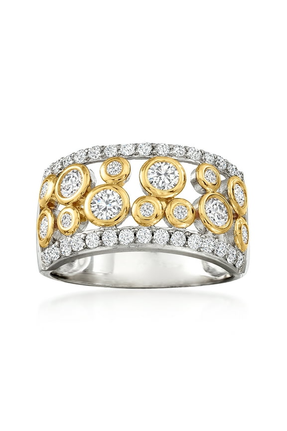 1.06 ct. t.w. CZ Open-Space Bubble Ring in 2-Tone Sterling Silver, Women's, Adult