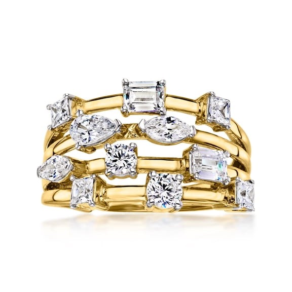 Ross-Simons 1.10 ct. t.w. CZ Multi-Row Ring in 18kt Gold Over Sterling, Women's, Adult