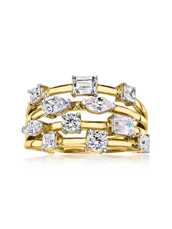 1.10 ct. t.w. CZ Multi-Row Ring in 18kt Gold Over Sterling, Women's, Adult