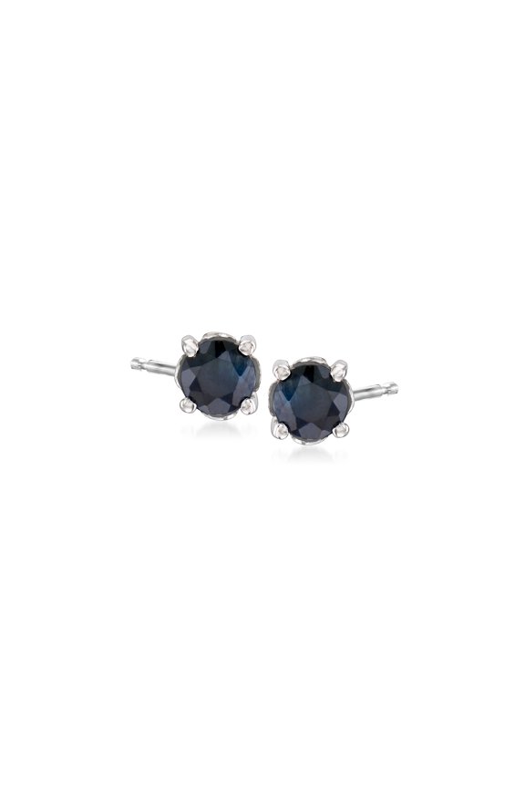 1.10 ct. t.w. Round Sapphire Stud Earrings in Sterling Silver, Women's, Adult