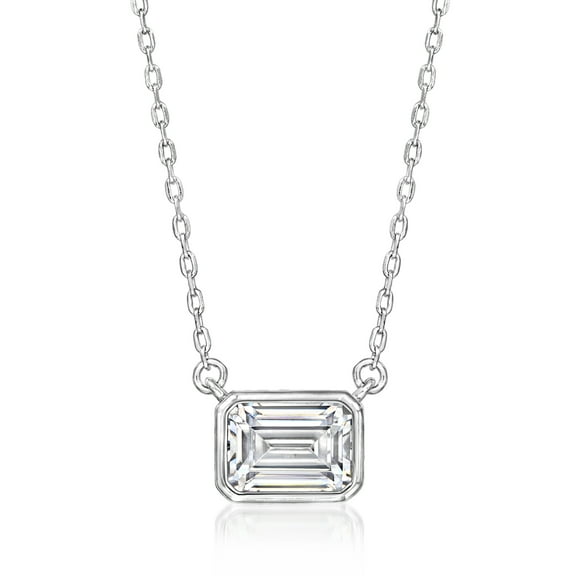 Ross-Simons 1.20 Carat Emerald-Cut CZ Necklace in Sterling Silver, Women's, Adult