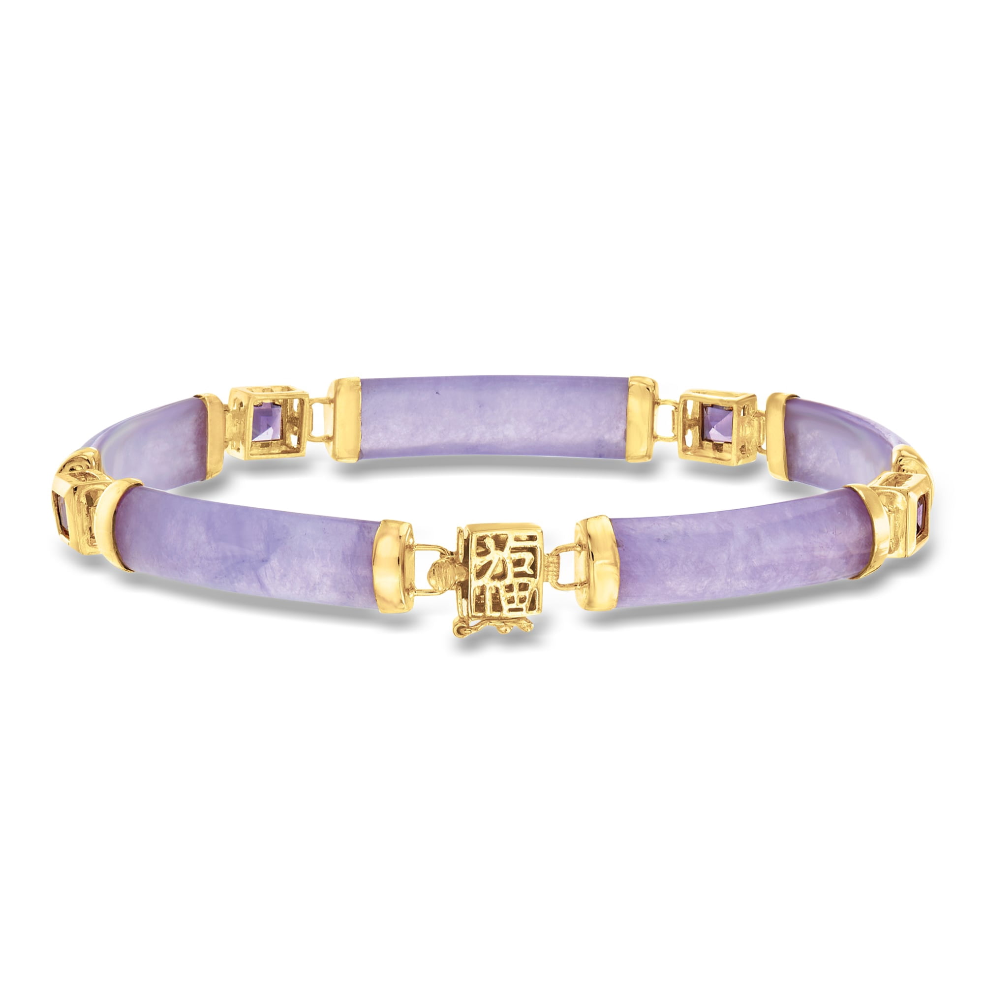 Ross-Simons 1.20 ct. t.w. Amethyst and Lavender Jade "Bless" Bracelet in 14kt Gold Over Sterling, Women's, Adult