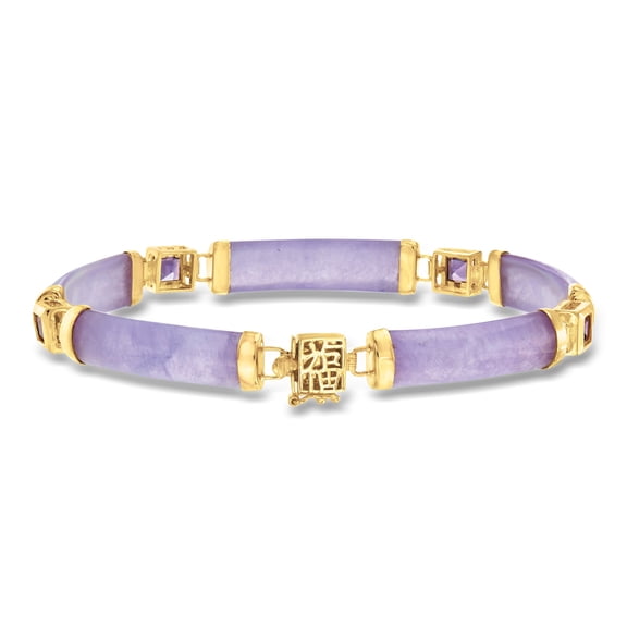 Ross-Simons 1.20 ct. t.w. Amethyst and Lavender Jade "Bless" Bracelet in 14kt Gold Over Sterling, Women's, Adult