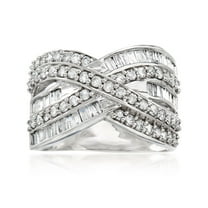 Ross-Simons 1.25 ct. t.w. Baguette and Round Diamond Highway Ring in Sterling Silver, Women's, Adult