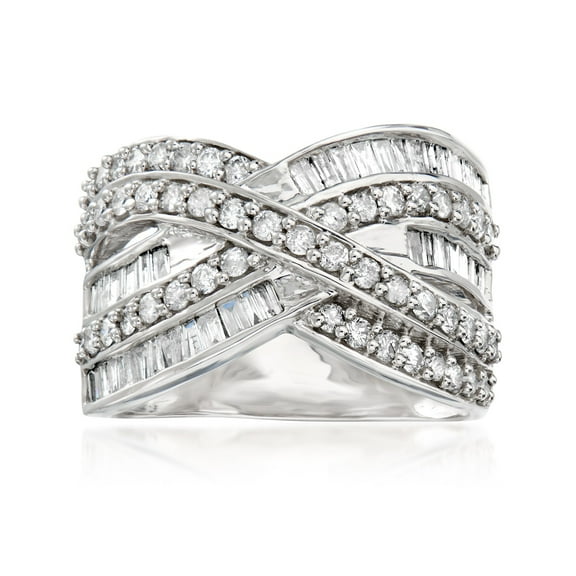 Ross-Simons 1.25 ct. t.w. Baguette and Round Diamond Highway Ring in Sterling Silver, Women's, Adult
