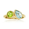 thumbnail image 1 of Ross-Simons 1.30 Carat Sky Blue Topaz and .60 Carat Peridot Toi Et Moi Ring in 18kt Gold Over Sterling, Women's, Adult, 1 of 5