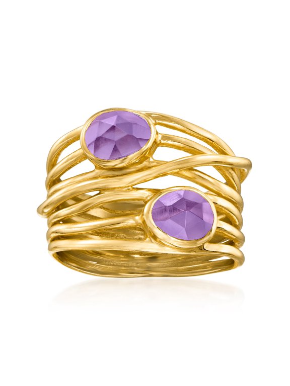1.30 ct. t.w. Amethyst Highway Ring in 18kt Gold Over Sterling, Women's, Adult