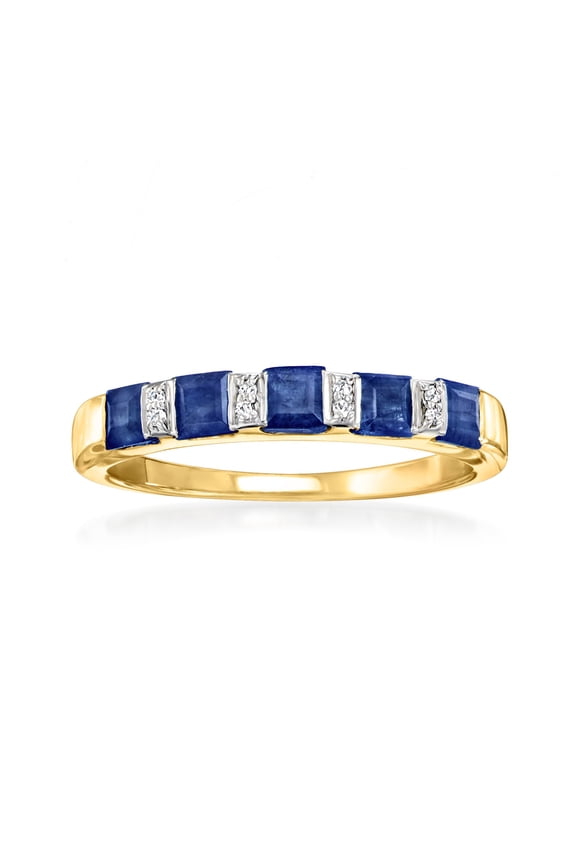 1.30 ct. t.w. Sapphire Ring With Diamond Accents in 18kt Gold Over Sterling, Women's, Adult