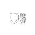 thumbnail image 1 of Ross-Simons 1.40 ct. t.w. Baguette and Round CZ Huggie Hoop Earrings in Sterling Silver, Women's, Adult, 1 of 5