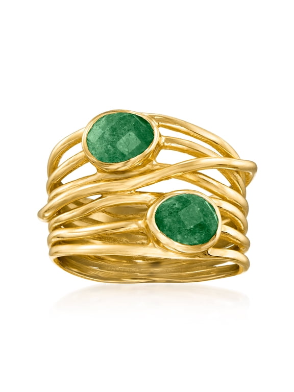 1.40 ct. t.w. Emerald Multi-Row Ring in 18kt Gold Over Sterling, Women's, Adult
