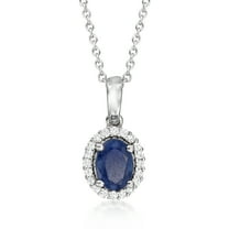 Ross-Simons 1.50 Carat Sapphire and .20 ct. t.w. White Topaz Pendant Necklace in Sterling Silver, Women's, Adult