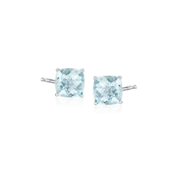 Ross-Simons 1.50 ct. t.w. Aquamarine Stud Earrings in 14kt White Gold, Women's, Adult