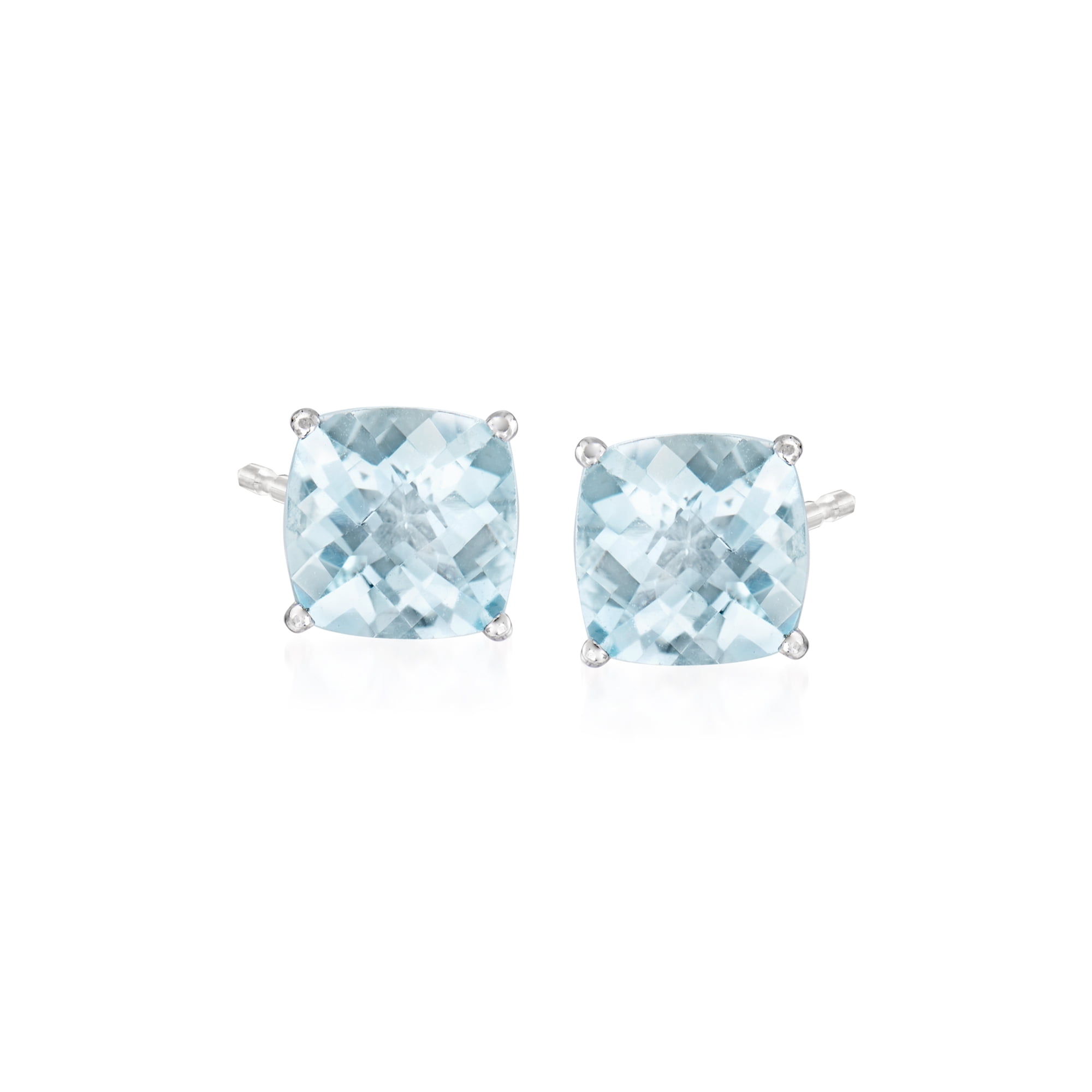 Ross-Simons Sterling Silver Ring - 2.62 Ct CZ & 0.50 Ct Simulated Aquamarine Statement Ring For Women