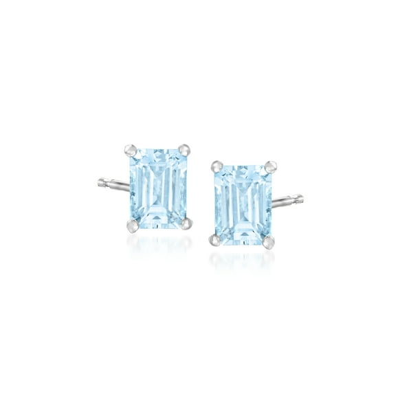 Ross-Simons 1.50 ct. t.w. Aquamarine Stud Earrings in Sterling Silver, Women's, Adult