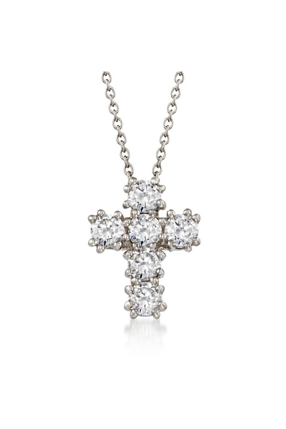 1.50 ct. t.w. CZ Cross Pendant Necklace in Sterling Silver, Women's, Adult