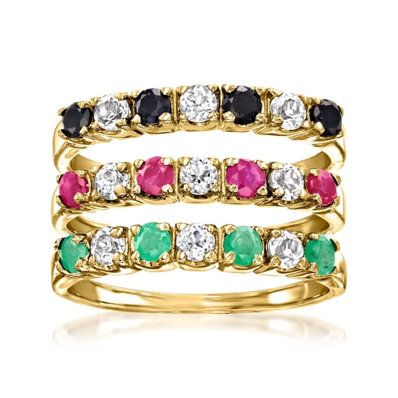 Ross-Simons 1.50 ct. t.w. Multi-Gemstone Jewelry Set: 3 Rings in 18kt Gold Over Sterling, Women's, Adult
