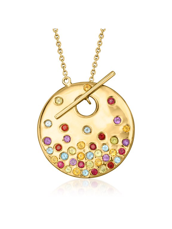 1.50 ct. t.w. Scattered Multi-Gemstone Toggle Necklace in 18kt Gold Over Sterling, Women's, Adult