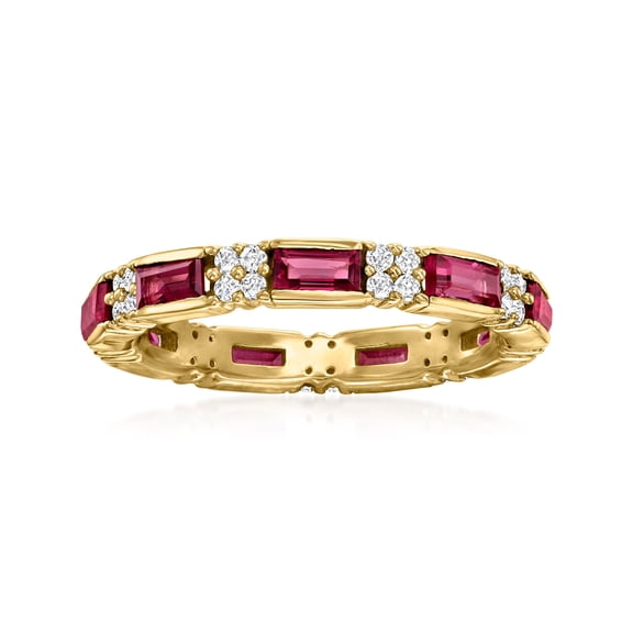 Ross-Simons 1.50 ct. t.w. Rhodolite Garnet and White Zircon Ring in 18kt Gold Over Sterling, Women's, Adult