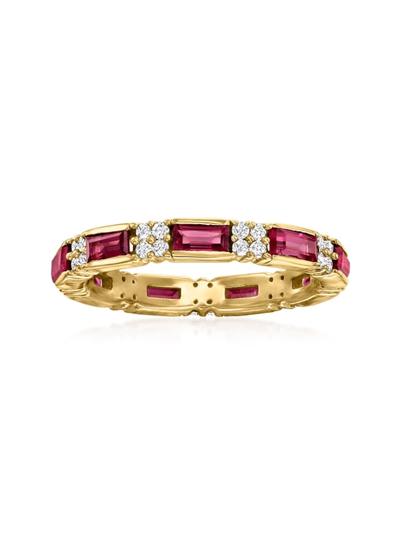 1.50 ct. t.w. Rhodolite Garnet and White Zircon Ring in 18kt Gold Over Sterling, Women's, Adult