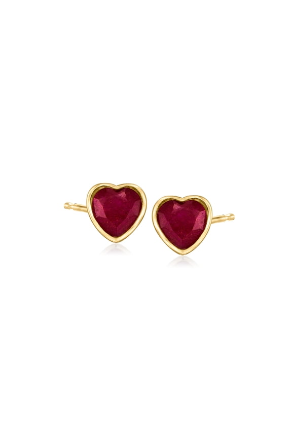 1.50 ct. t.w. Ruby Heart Stud Earrings in 18kt Gold Over Sterling, Women's, Adult