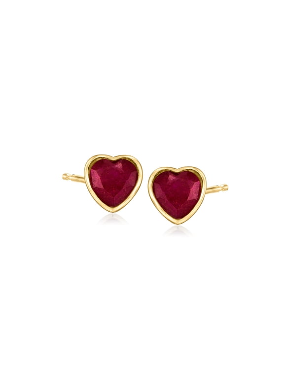 1.50 ct. t.w. Ruby Heart Stud Earrings in 18kt Gold Over Sterling, Women's, Adult
