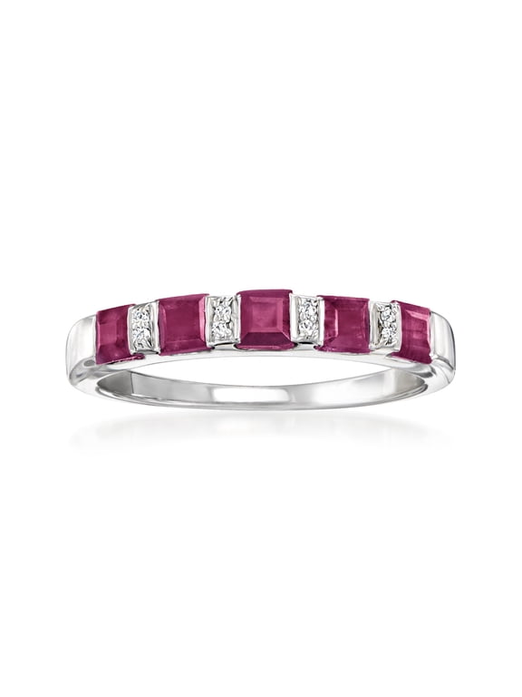 1.50 ct. t.w. Ruby Ring With Diamonds in Sterling Silver, Women's, Adult