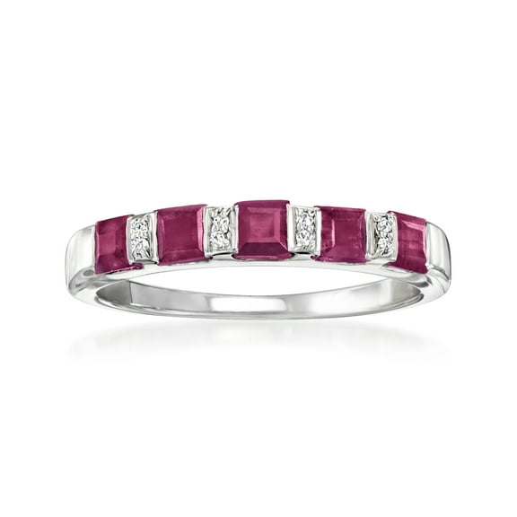 Ross-Simons 1.50 ct. t.w. Ruby Ring With Diamonds in Sterling Silver, Women's, Adult