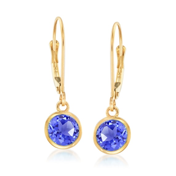 Ross-Simons 1.50 ct. t.w. Tanzanite Drop Earrings in 14kt Yellow Gold, Women's, Adult