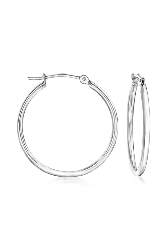 1.5mm 14kt White Gold Hoop Earrings, Women's, Adult