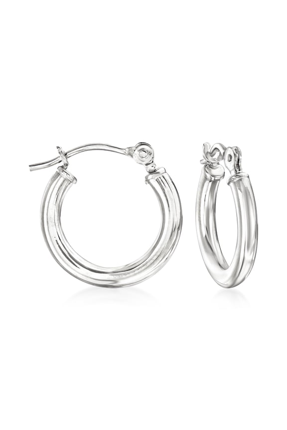 1.5mm 14kt White Gold Small Hoop Earrings, Women's, Adult