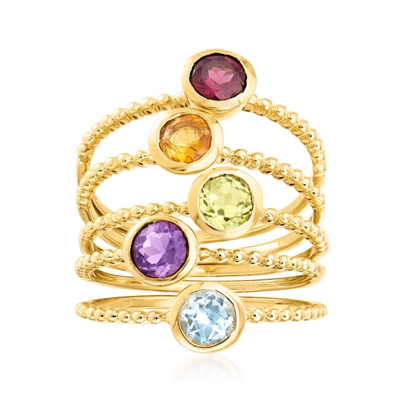 Ross-Simons 1.60 Multi-Gemstone Jewelry Set: 5 Rings in 18kt Gold Over Sterling, Women's, Adult