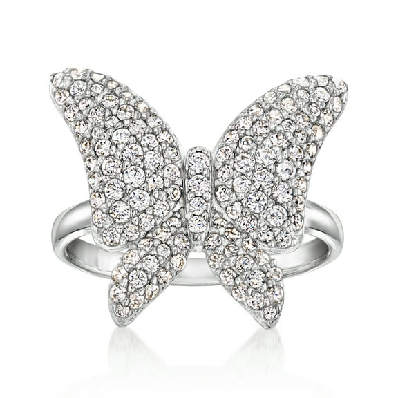 Ross-Simons 1.60 ct. t.w. CZ Butterfly Ring in Sterling Silver, Women's, Adult
