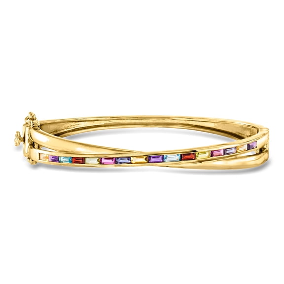 Ross-Simons 1.60 ct. t.w. Multi-Gemstone Crisscross Bangle Bracelet in 18kt Gold Over Sterling, Women's, Adult