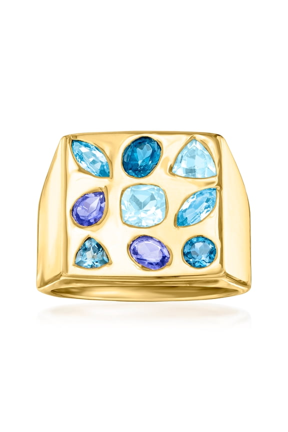 1.60 ct. t.w. Multi-Gemstone Square-Top Ring in 18kt Gold Over Sterling, Women's, Adult