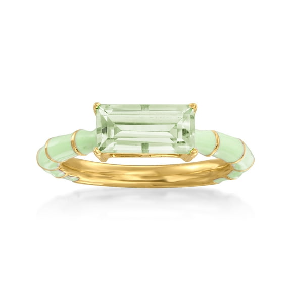 Ross-Simons 1.70 Carat Prasiolite Ring With Green Enamel in 18kt Gold Over Sterling, Women's, Adult