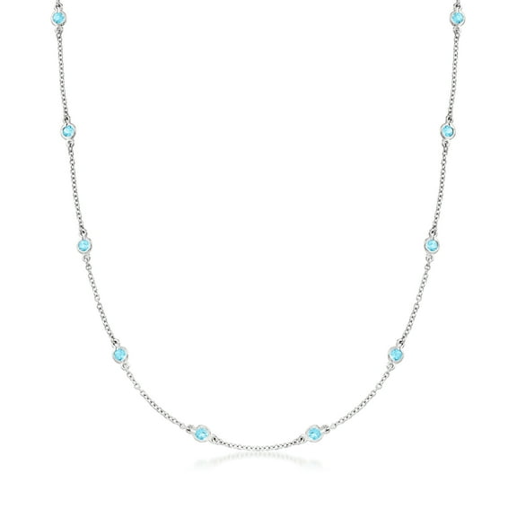 Ross-Simons 1.70 ct. t.w. Bezel-Set Swiss Blue Topaz Station Necklace in Sterling Silver, Women's, Adult