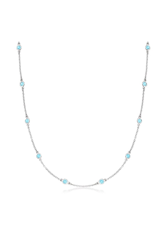 1.70 ct. t.w. Bezel-Set Swiss Blue Topaz Station Necklace in Sterling Silver, Women's, Adult